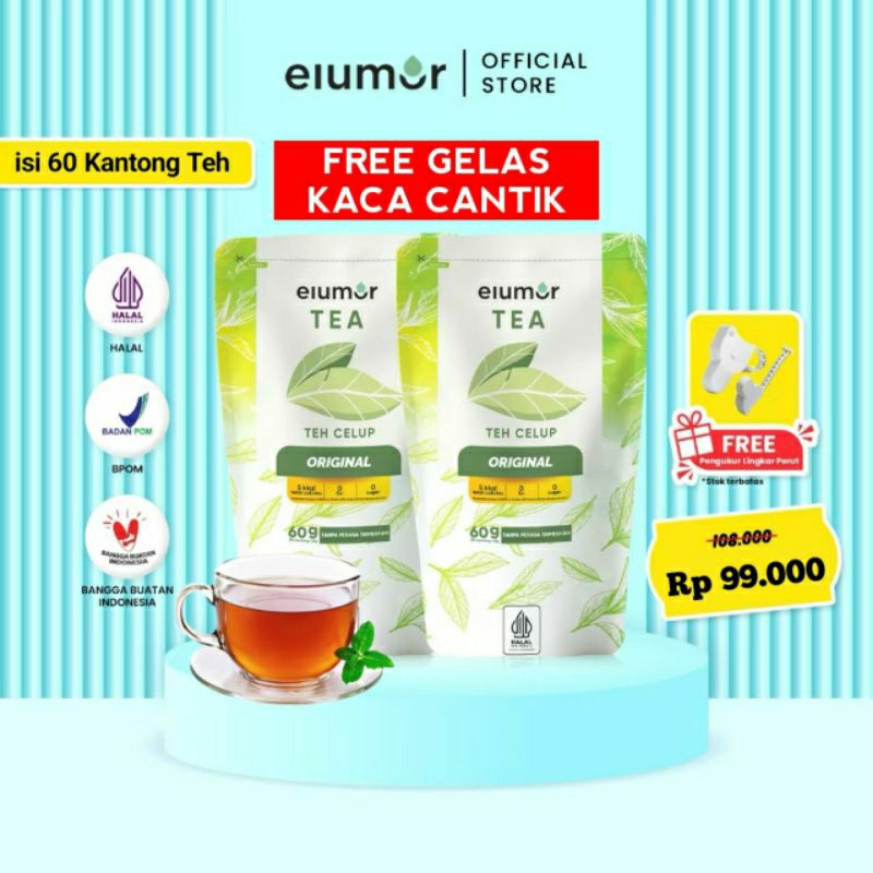 

NEW - Promo Paket Elumor Slimming Tea Beli 2 - Free Gelas Kaca & Meteran | Teh Detox Pelangsing