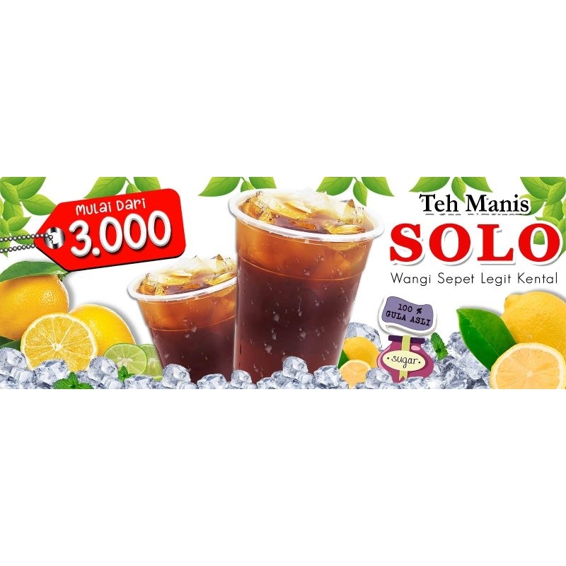 Spanduk Usaha Es Teh Manis Viral (Banner ES Teh Poci, Es Teh Solo, Es Teh Nusantara, DLL)