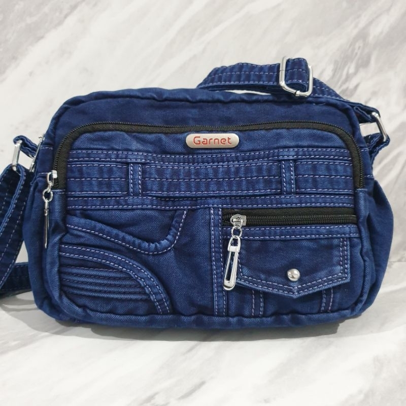 Tas selempang wanita bahan jeans denim