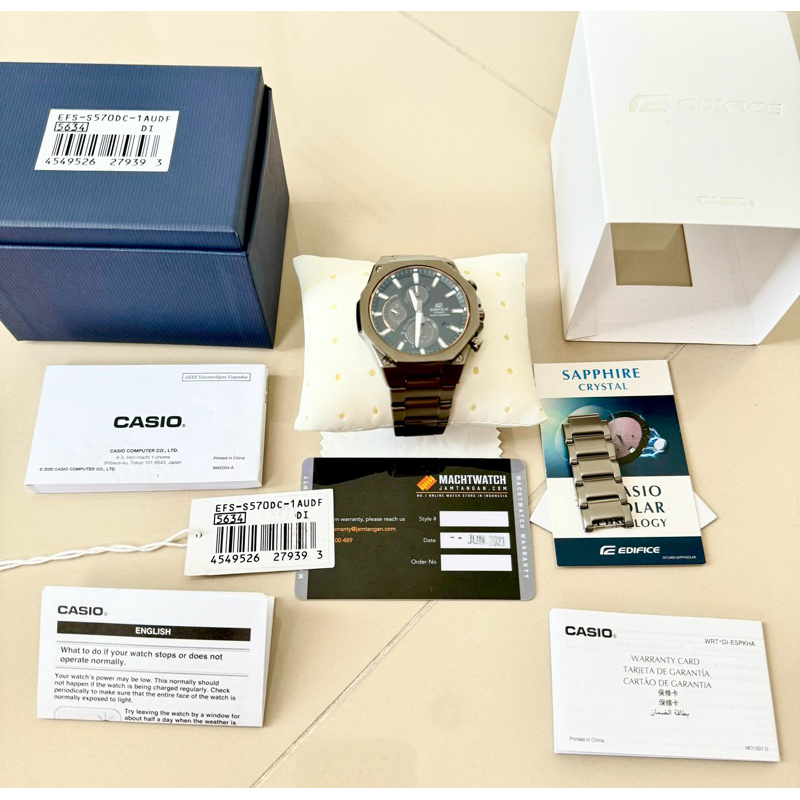 Second CASIO EDIFICE Solar Power EFS-S570DC-1AUDF Tough Solar Black Dial Gunmetal Stainless