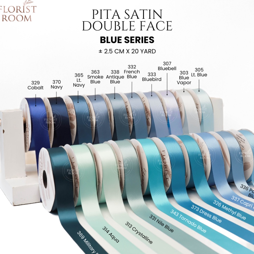 

PROMO BESAR Pita Satin Double Face 25cm x 2yard Blue Series