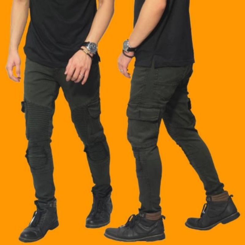 CELANA ARIEL NOAH CELANA PRIA CARGO STRAIGHT JEANS/DENIM HIJAU TUA