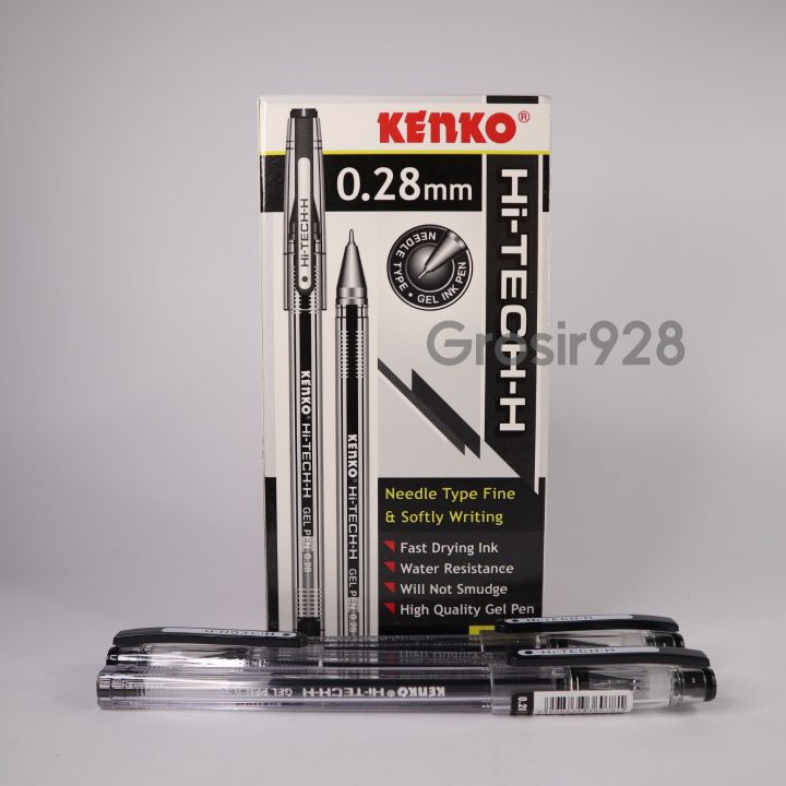 

TERLARIZZZ Per 12 Pen Gel Kenko Hi Tech Hitech HiTech 28 mm Pulpen Pena Gel Needle Pen warna Hitam Biru