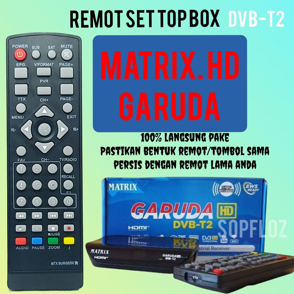 Remote stb set top box matrix hd garuda remot