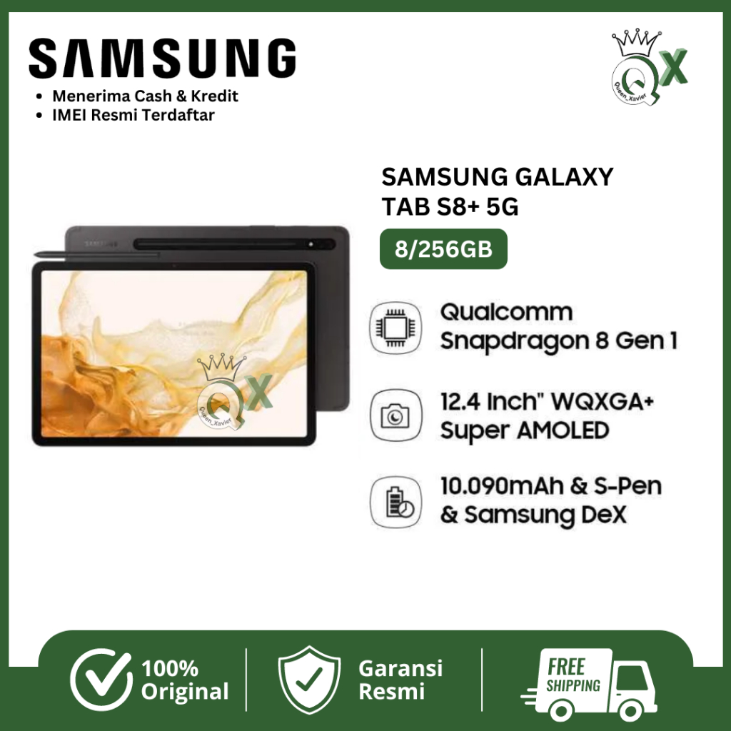 SAMSUNG GALAXY TAB S8+ 5G RAM 8/256GB GARANSI RESMI