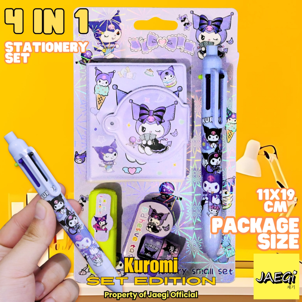 

JAEGi - Stationery Set Sanrio Kuromi 4 in 1 Set Note Book + Ballpoint