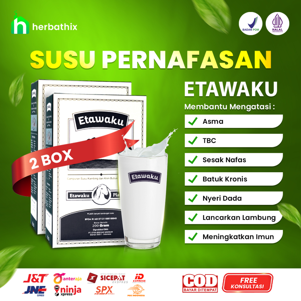 

Susu Pernafasan ETAWAKU Obat Jamu Herbal Alami Paket Sembuh 2 Box Atasi Sesak Nafas RECOMENDED