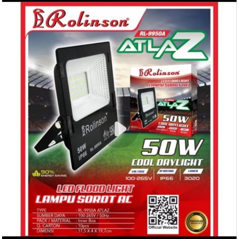 Lampu Kap Sorot 30W, 50W, 100W, 200W, 300W, 500W Putih ATLAZ RL 9930A. 9950A. 99100A. 99200A. 99300A