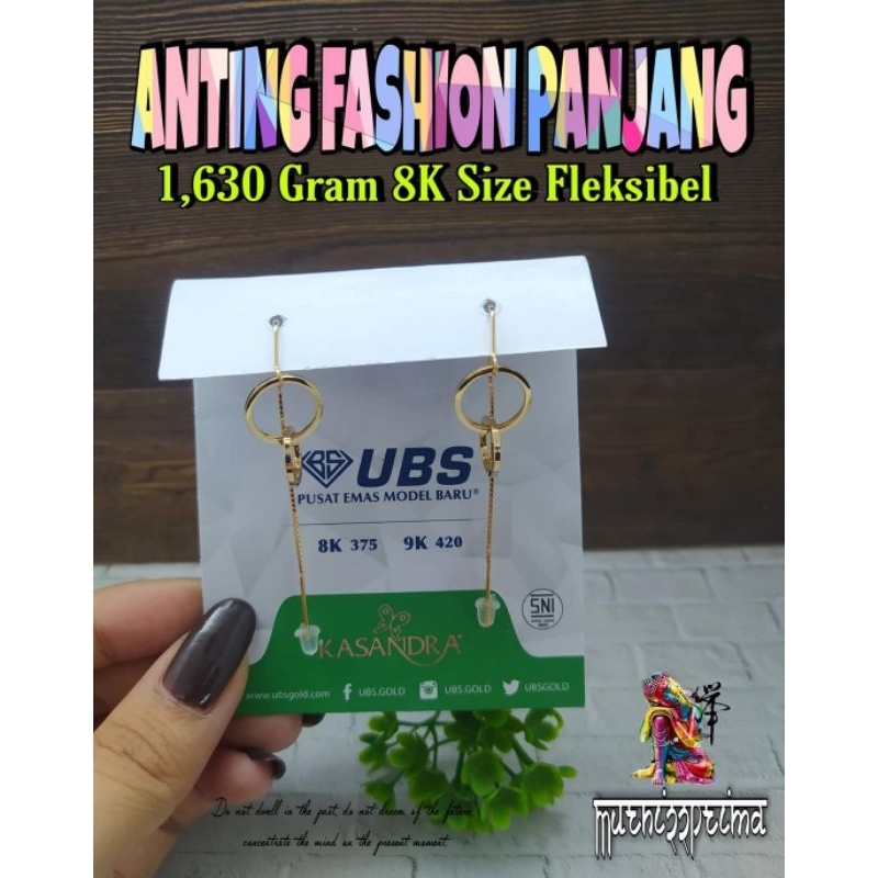 ANTING FASHION PANJANG EMAS ASLI