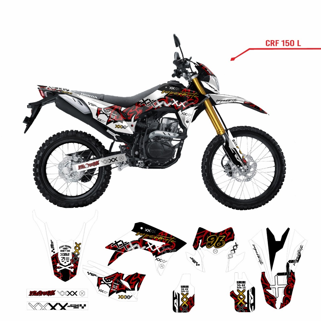 decal crf 150l putih merah