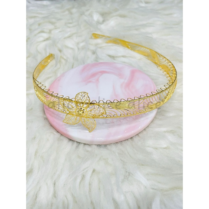 bando rambut bunga kerawang elegant mewah emas asli kadar 700