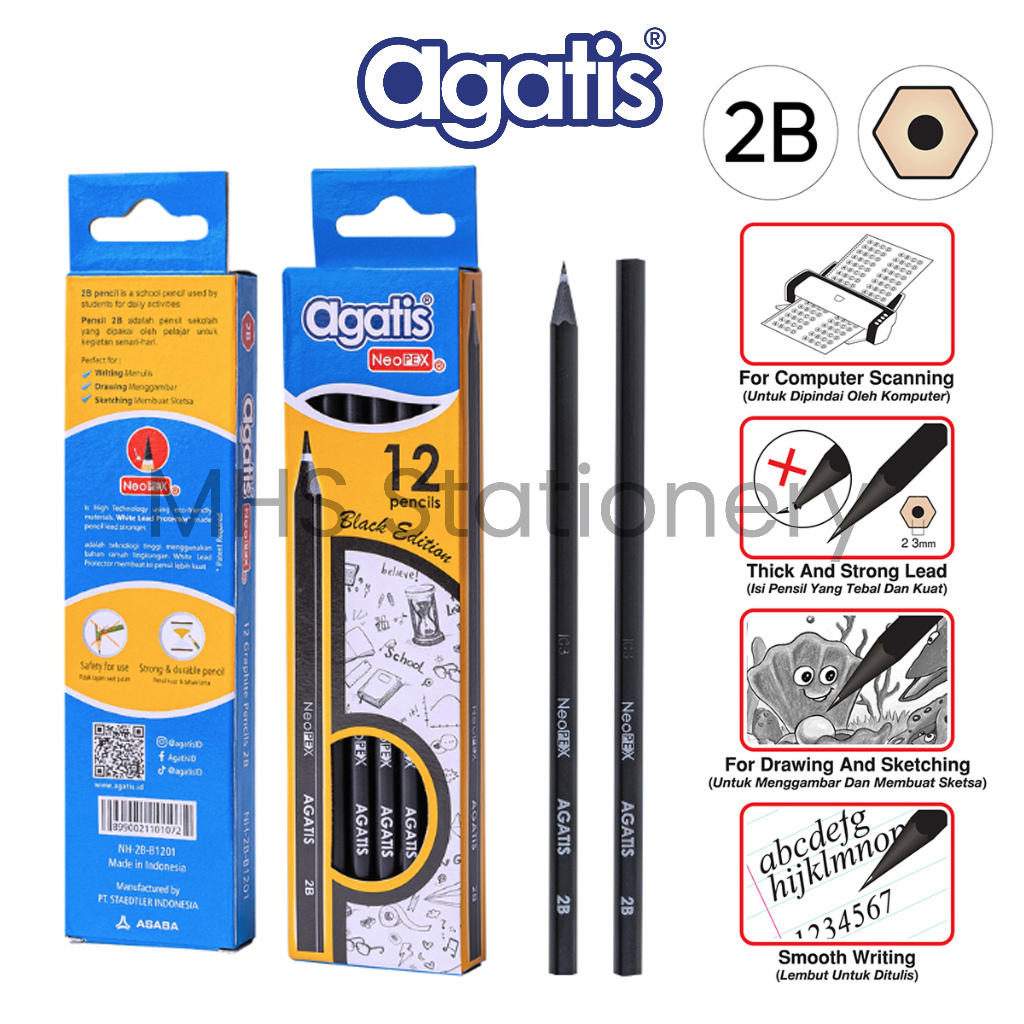 

Agatis Pencil Pensil Tulis Neopex Black Edition 2B