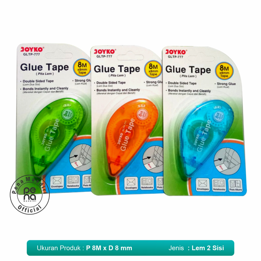 

Glue Tape Joyko GLTP-777 - Lem Pita Dua Sisi Doubel Sided Roll 8mm x 8m