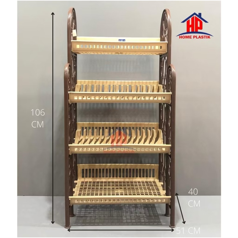 Terlaris Lucky Star Rak Piring Mastro Susun 4 / Rak Piring Serbaguna Plastik / Rak Plastik 4 Tingkat