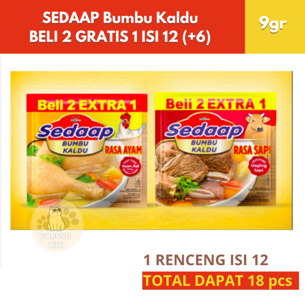 

SEDAAP Bumbu Kaldu BELI 2 GRATIS 1 ISI 12 (+6) Sachet 9g