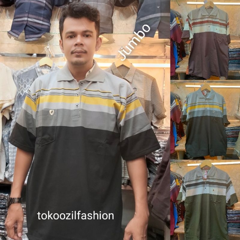 BIG SIZE/SUPER JUMBO/KAOS KERAH SALUR PRIA DEWASA