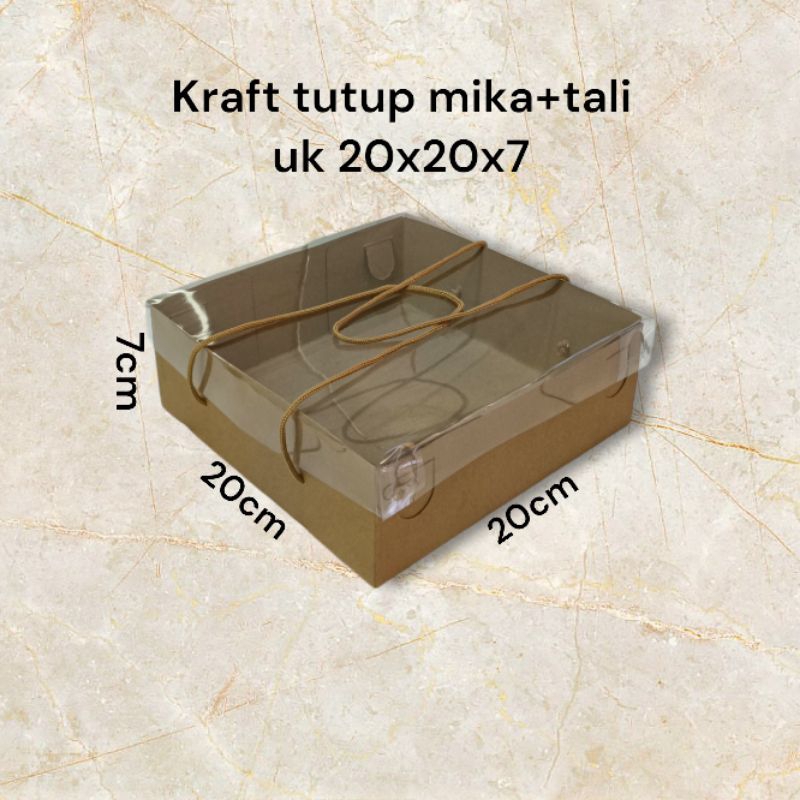 

Kraft tutup mika+tali uk 20x20x7 (isi 50pcs)
