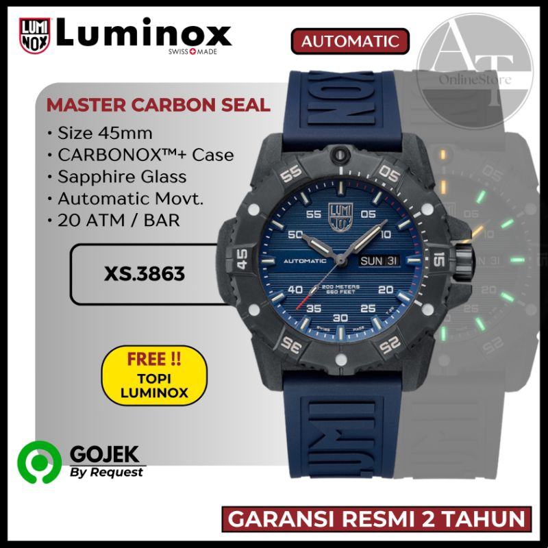 Jam Tangan Pria Luminox 3863 Master Carbon Seal Automatic ORIGINAL Resmi