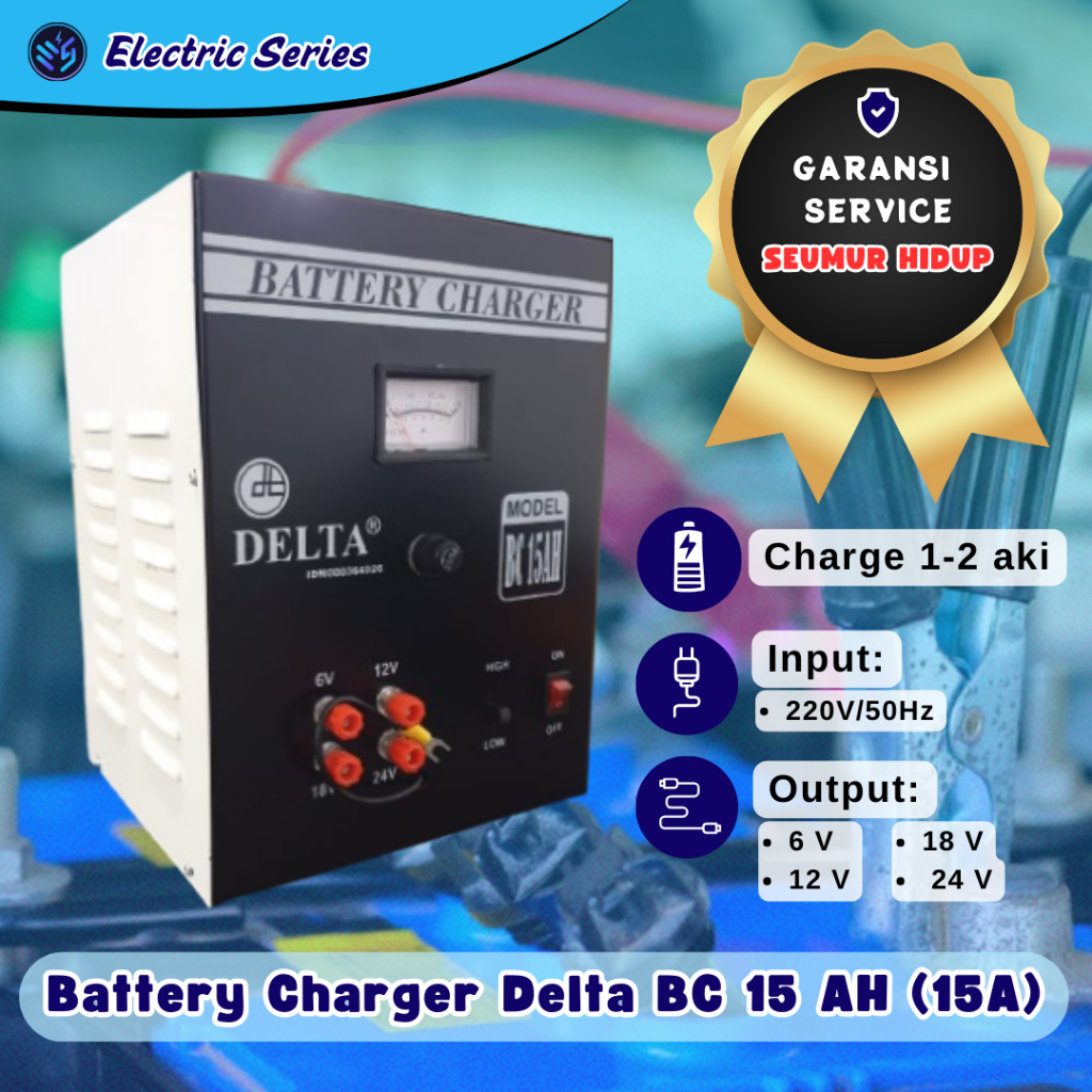 Battery Charger Accu/Cas Aki Delta BC 15 AH (DT 115K)