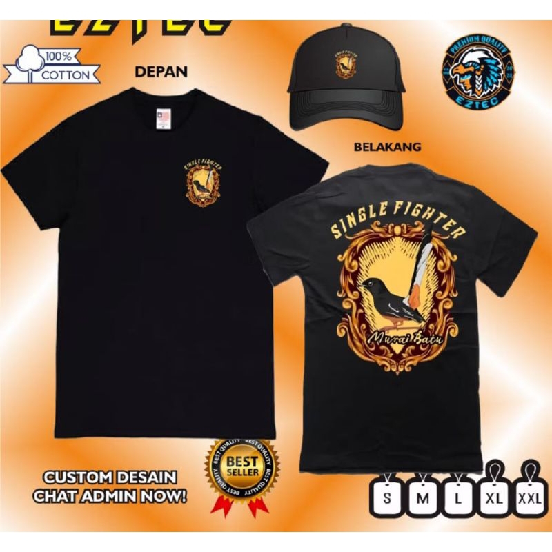 KAOS MURAI BATU BONUS TOPI CORAK COKLAT KUNING