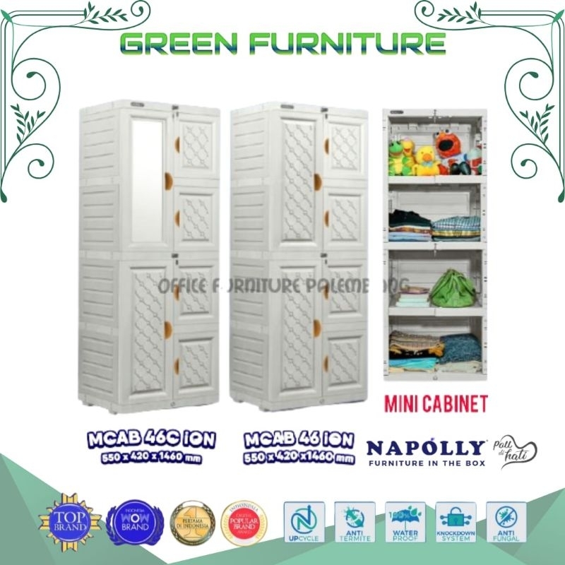 Lemari Pakaian Plastik Napolly MCAB 46 Ion(TANPA KACA) Lemari Baju Anak kost