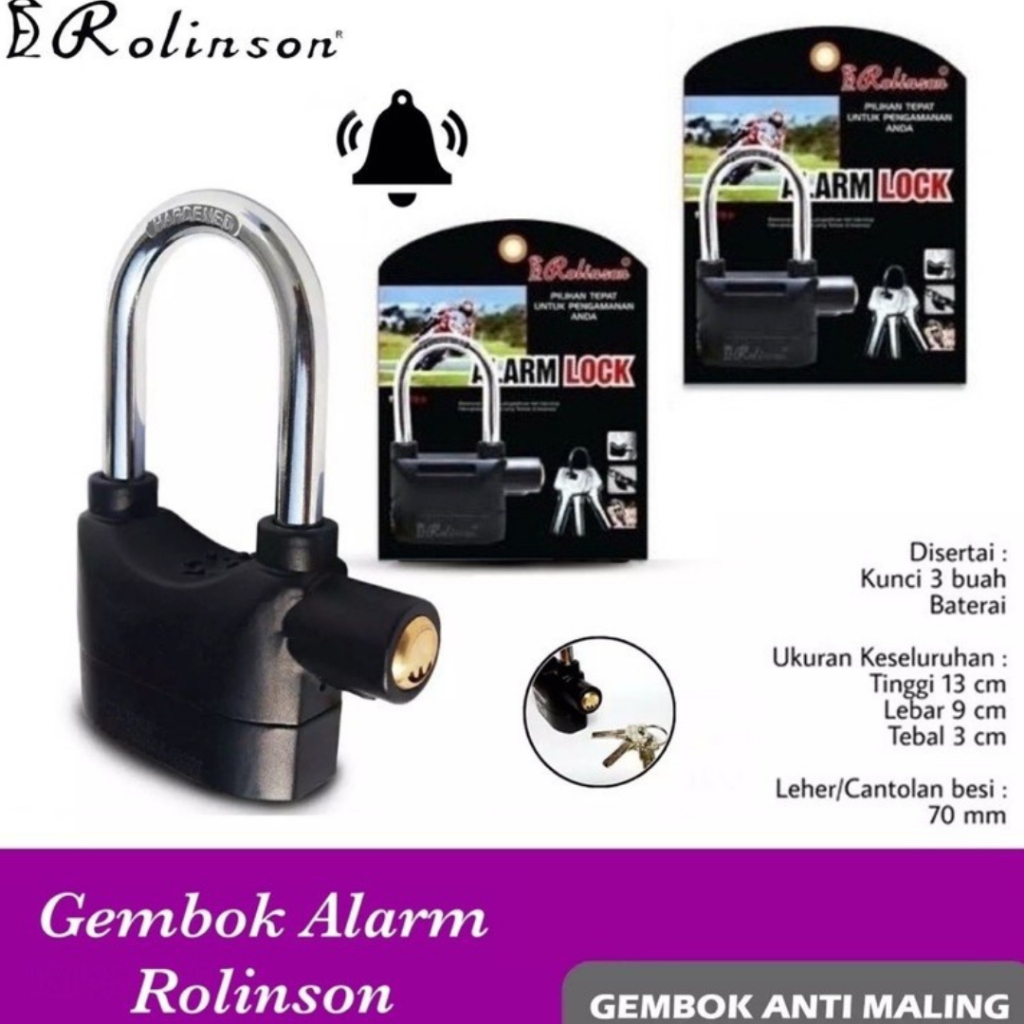 GEMBOK ALARM ANTI MALING 12 MM GEMBOK SEPEDA MOTOR ALARM GEMBOK RUMAH