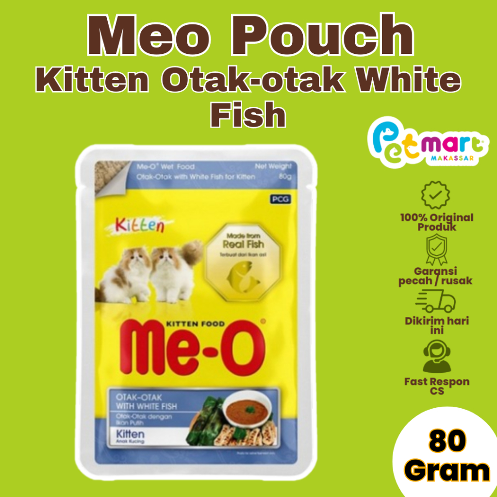 Makanan Basah Meo Wet Food Pouch Kitten Otak-otak White Fish 80gr