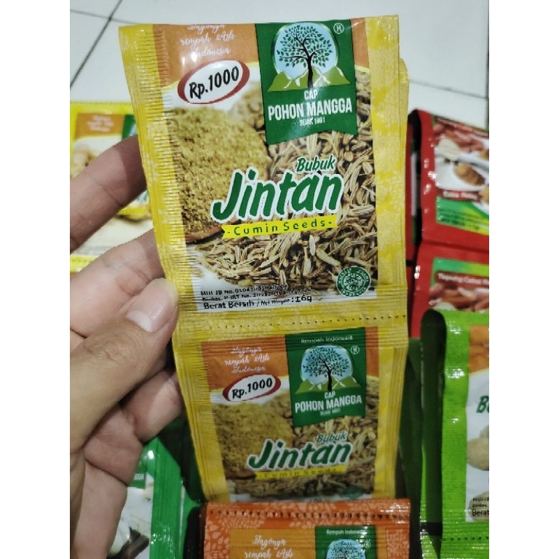 

Jinten Bubuk/Bubuk Jinta Cap Pohon Mangga 1 Renteng isi 12 sachet