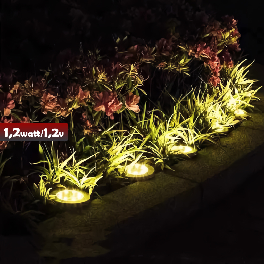( PROMO ) Lampu Tanam Solar Tenaga Surya / Lampu Taman Tancap Bulat 8 LED