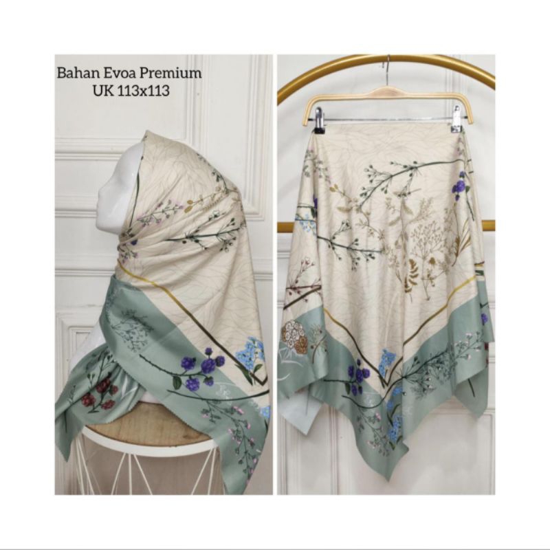 Jilbab Segi Empat Premium - Kerudung Segi Empat Evoa Premium - Hijan Segi Empat Premium Anti Kusut
