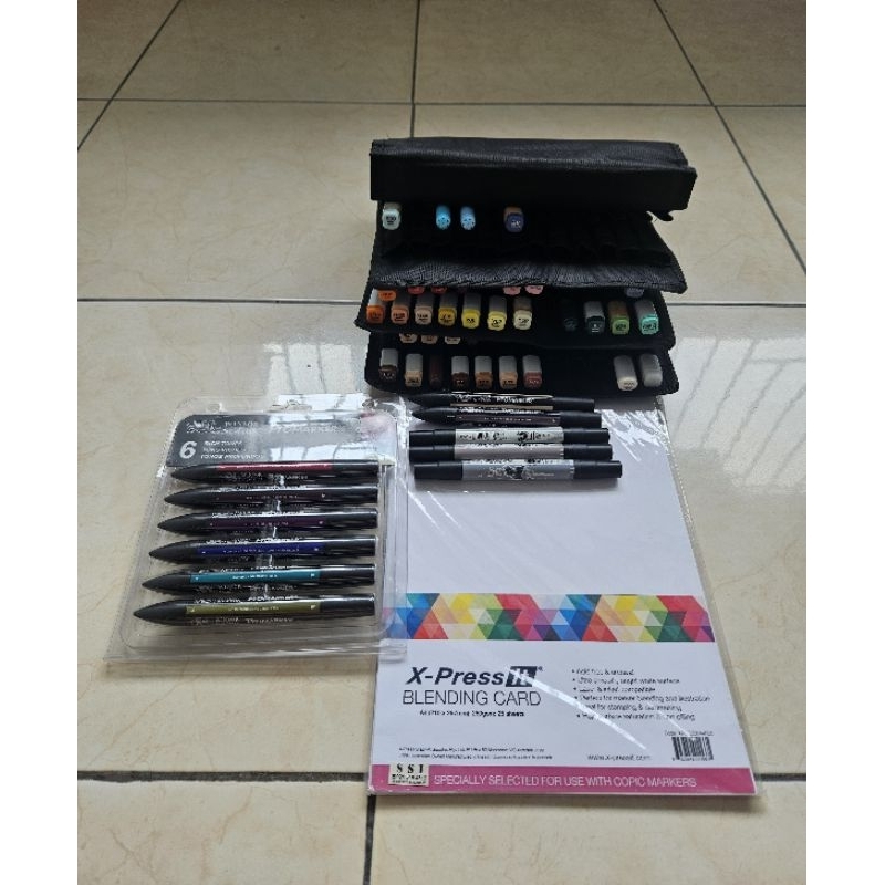 

PRELOVED COPIC MARKER WINSTON NEWTON PROMARKER PRISMACOLOR MARKER X-PRESS BLENDING CARD