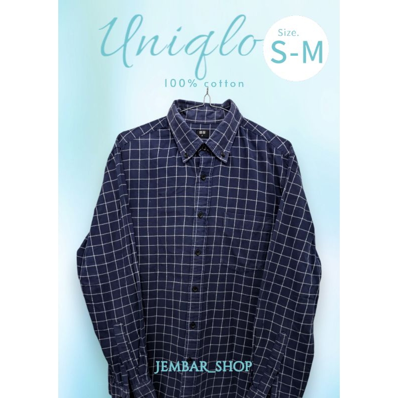 Kemeja Pria Lengan Panjang Biru Dongker Kotak-kotak | Kemeja Kantor Formal (Slimfit) Kerja, THIFTING
