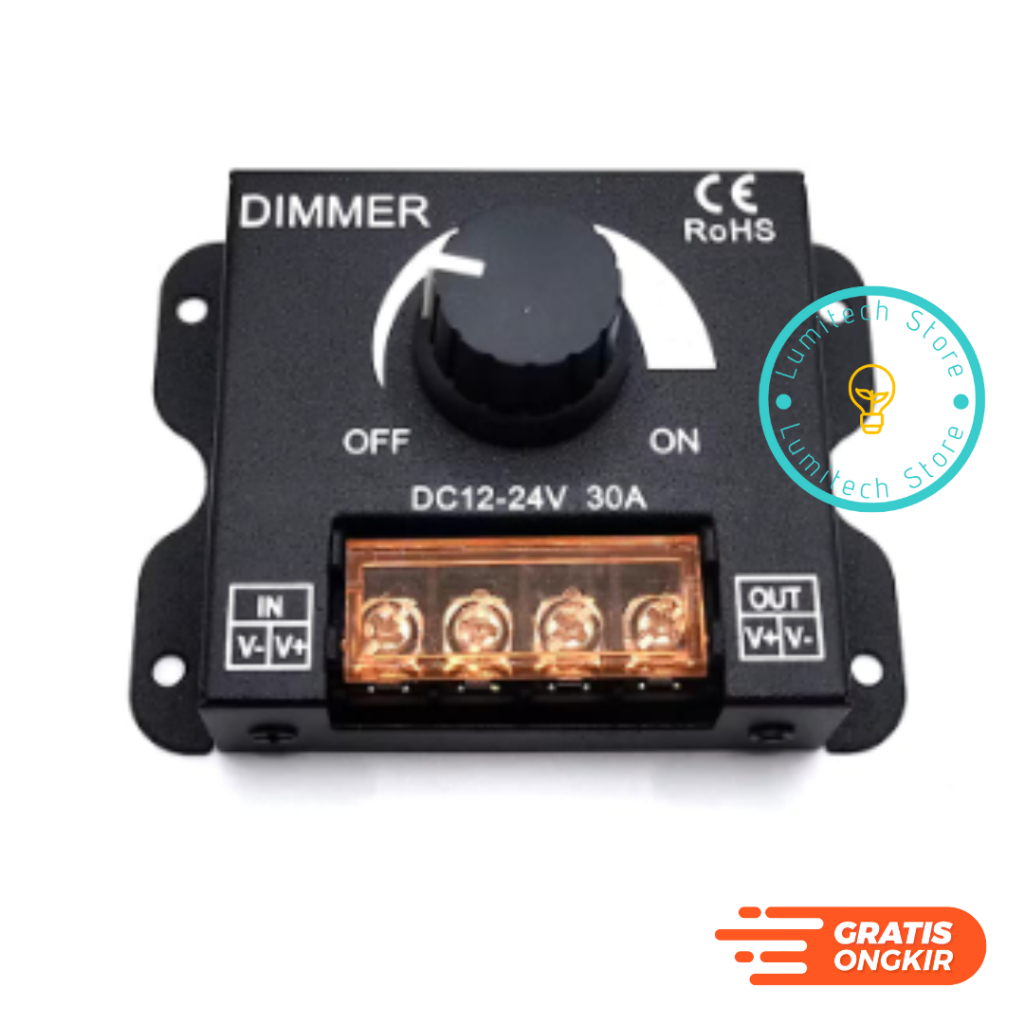 DIMMER DC 30A / DIMMER DC 12V 24V 30A PENGATUR KECERAHAN LED STRIP DIMMER LAMPU LED