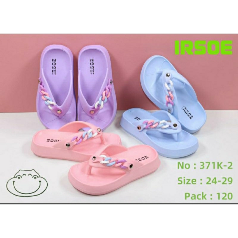 IRSOE Sandal Jepit Anak Perempuan Model Rantai Terbaru Rainbow Anti Slip