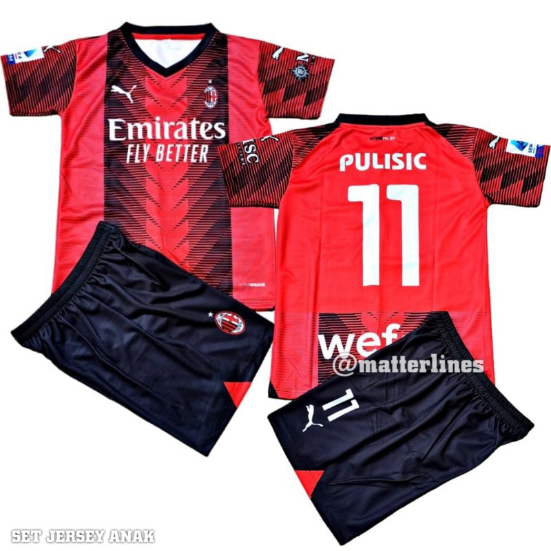 setelan bola anak ac milan terbaru/jersey olahraga anak/baju bola anak terlaris