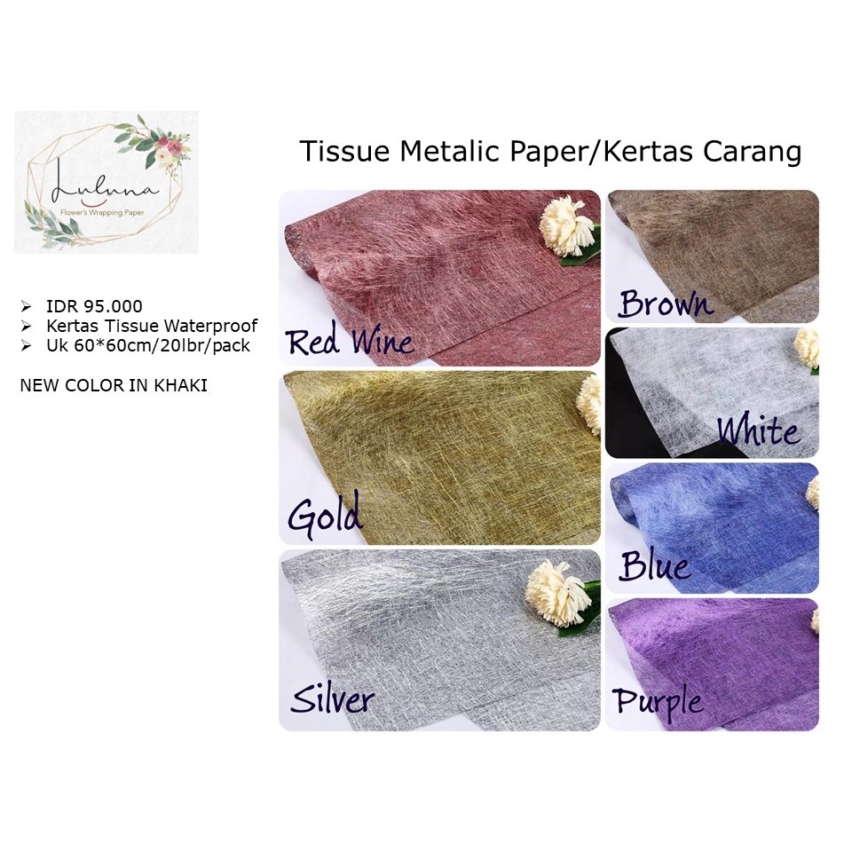 

Luluna / Kertas Bunga / Tissue Metalic Paper / Kertas Carang /wrapping paper/kertas kado/kertas bunga buket