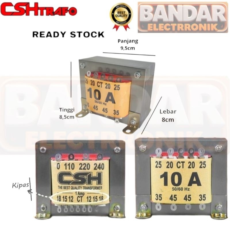 Trafo 10 Ampere CT 45 Travo 10 A -45 Volt CSH Travo Kecil