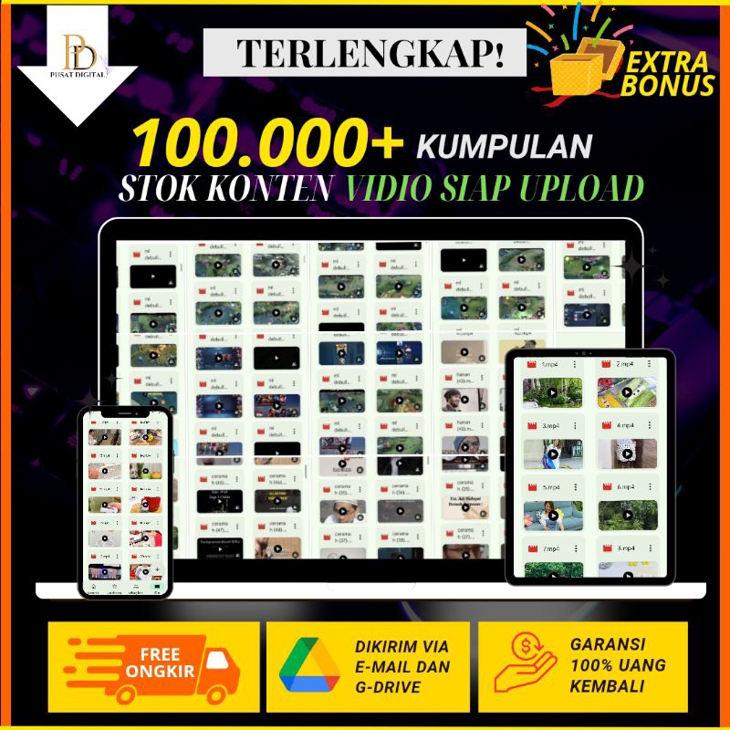 STOK VIDIO KONTEN 100.000+ SIAP UPLOAD & TANPA WATERMARK