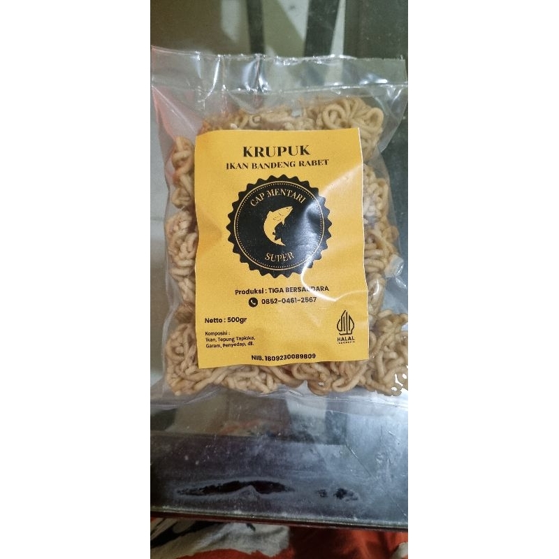 

Kerupuk Pattola Ikan Bandeng Rabet (PAYUS) Cap Mentari 500gr