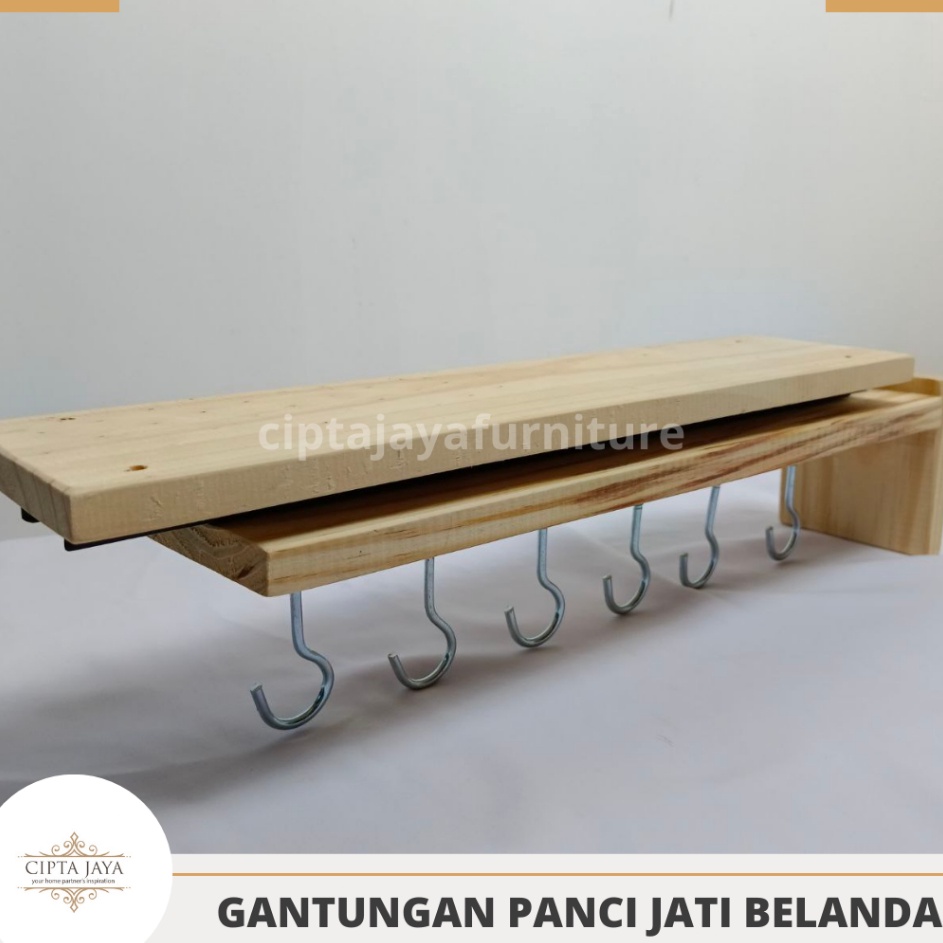Super Unik  cipta Jaya  Gantungan Kayu Jati Belanda Panci Wajan Printilan Dapur Tarik Dorong Panjang