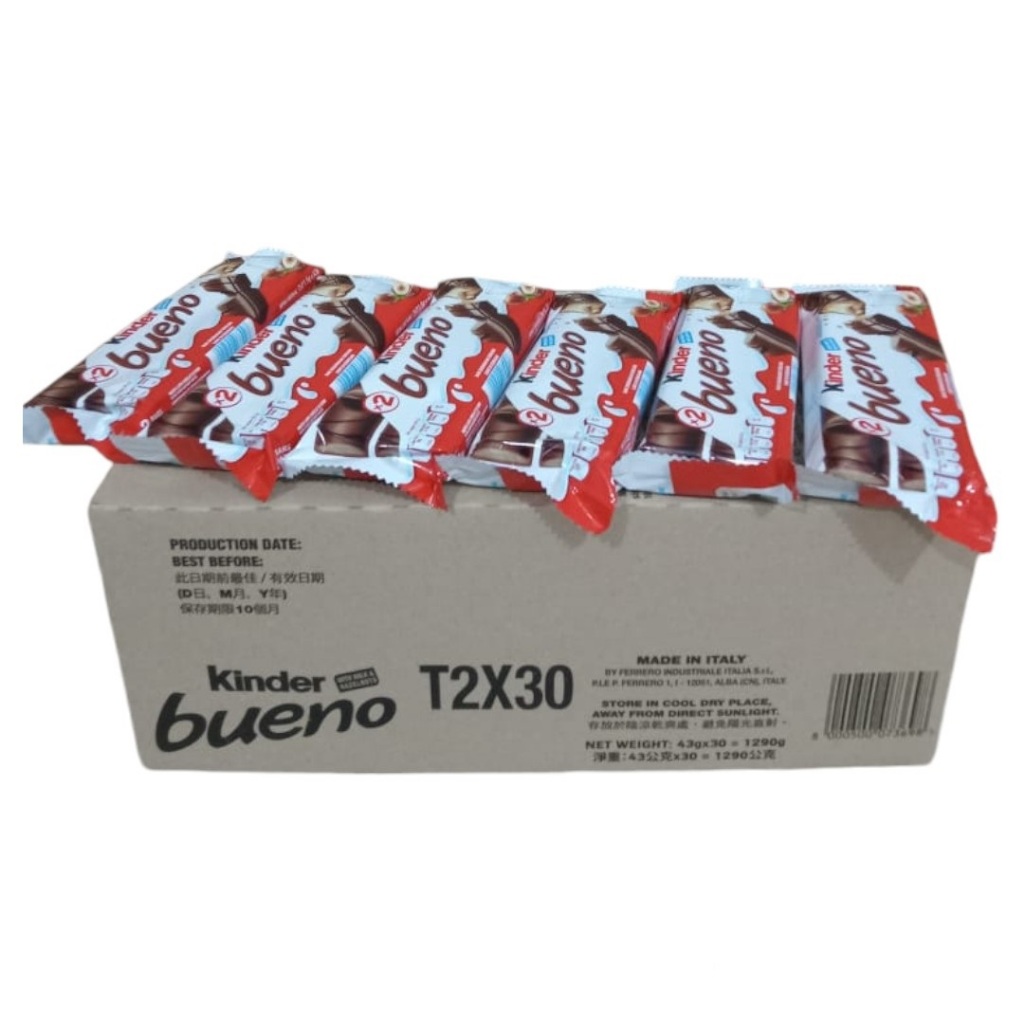 

Biskuit coklat cokelat chocolate Kinder Bueno 30 x 43gr 1 dus
