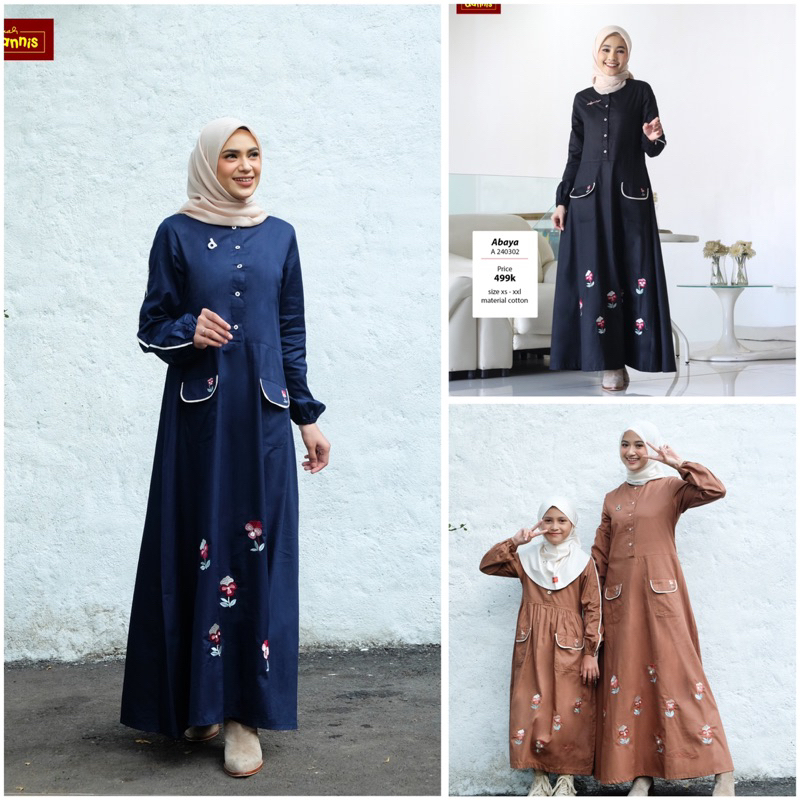sale 20% / A240302 / abaya dannis terbaru / abaya katun / baju muslim dewasa / baju lebaran / baju n