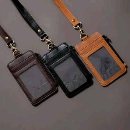 

Lanyard Id Card Holder | 5 Kartu | Kulit Asli | Pria Wanita | Premium