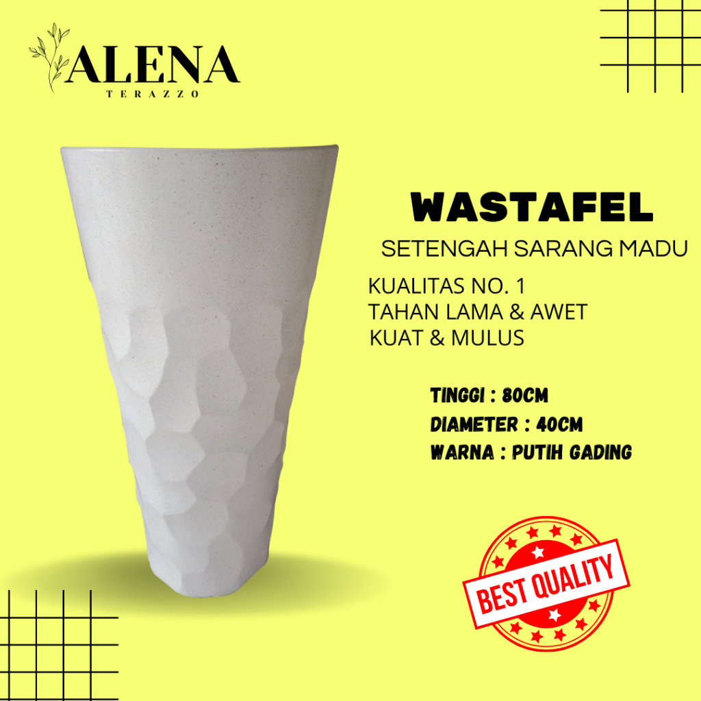WASTAFEL TERAZZO PORTABLE MINIMALIS UNIK TIPE SETENGAH SARANG MADU