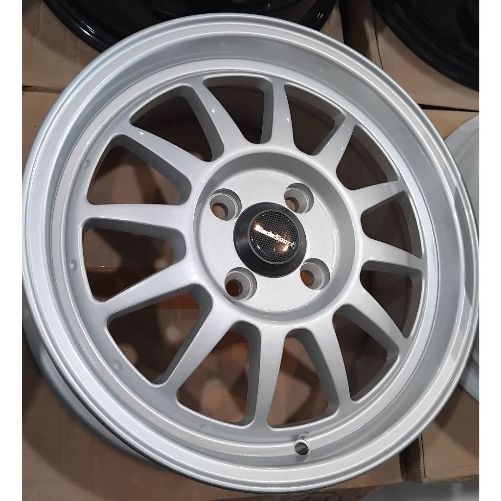 VELG RACING ROSSI ASURA WARNA ARTIC SILVER RING 15 LEBAR 6.0 LOBANG 4 PCD 100 ET 42