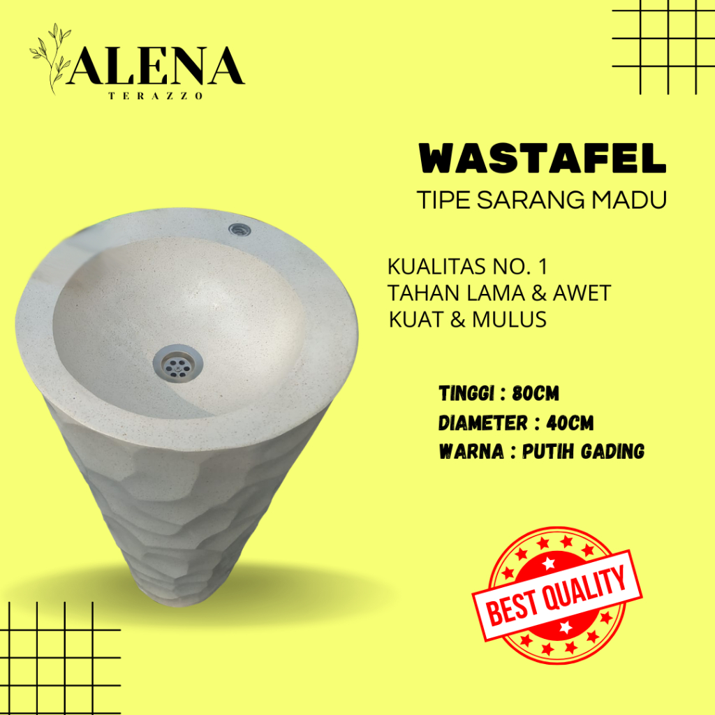 WASTAFEL TERAZZO PORTABLE MINIMALIS UNIK TIPE SARANG MADU