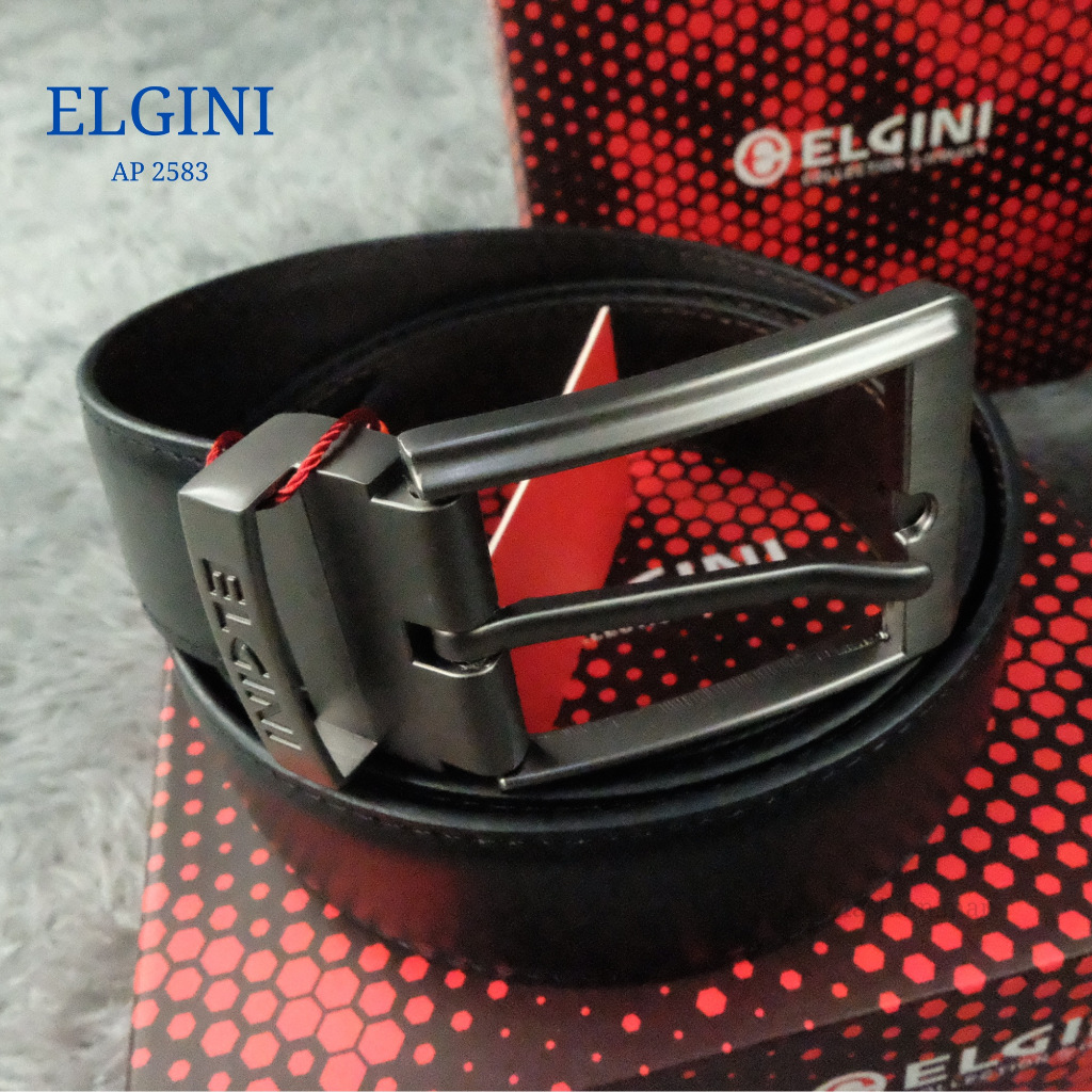 ELGINI Tali Pinggang/Belt Kulit Tusuk Pria Original 2583