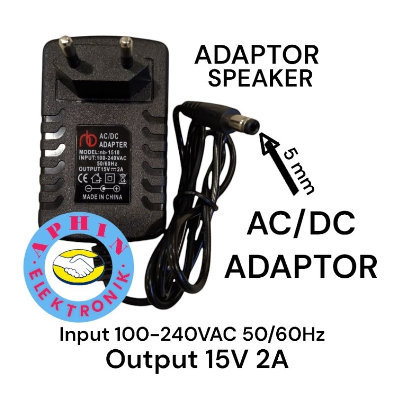 Adaptor untuk speaker Portable Adaptor 15 volt 2 Amper Adapter speaker