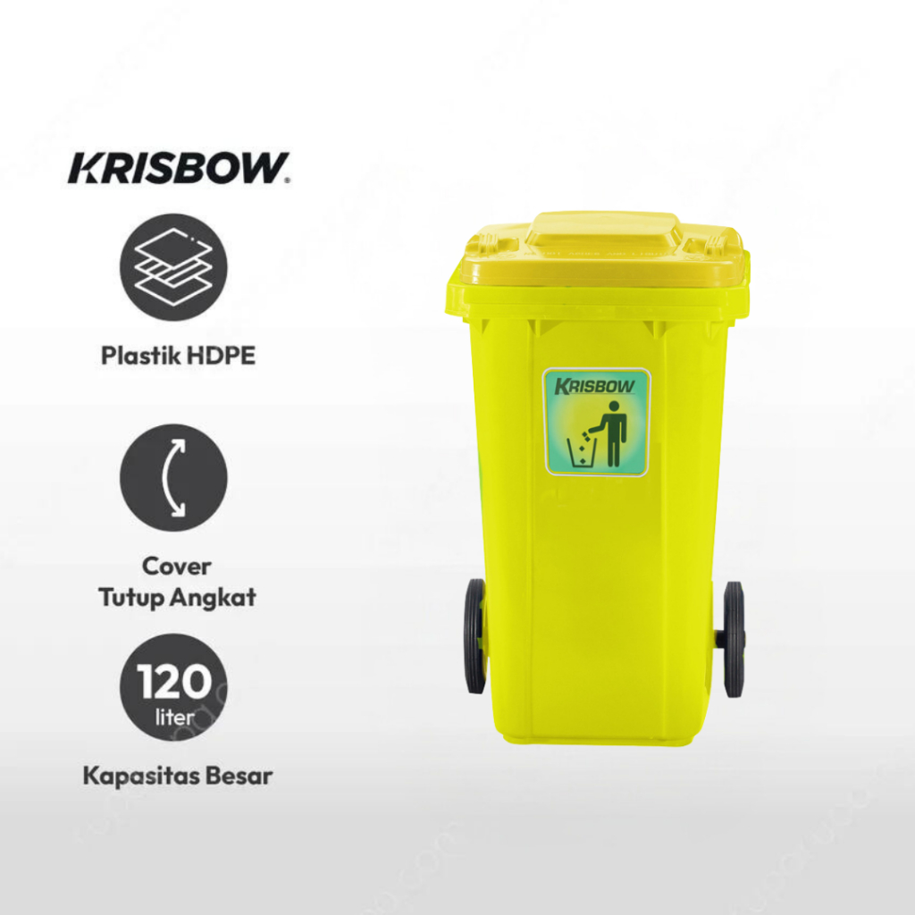 Krisbow New Eco Tempat Sampah 120 Liter - Kuning/Hijau/Abu - Pilih Warna