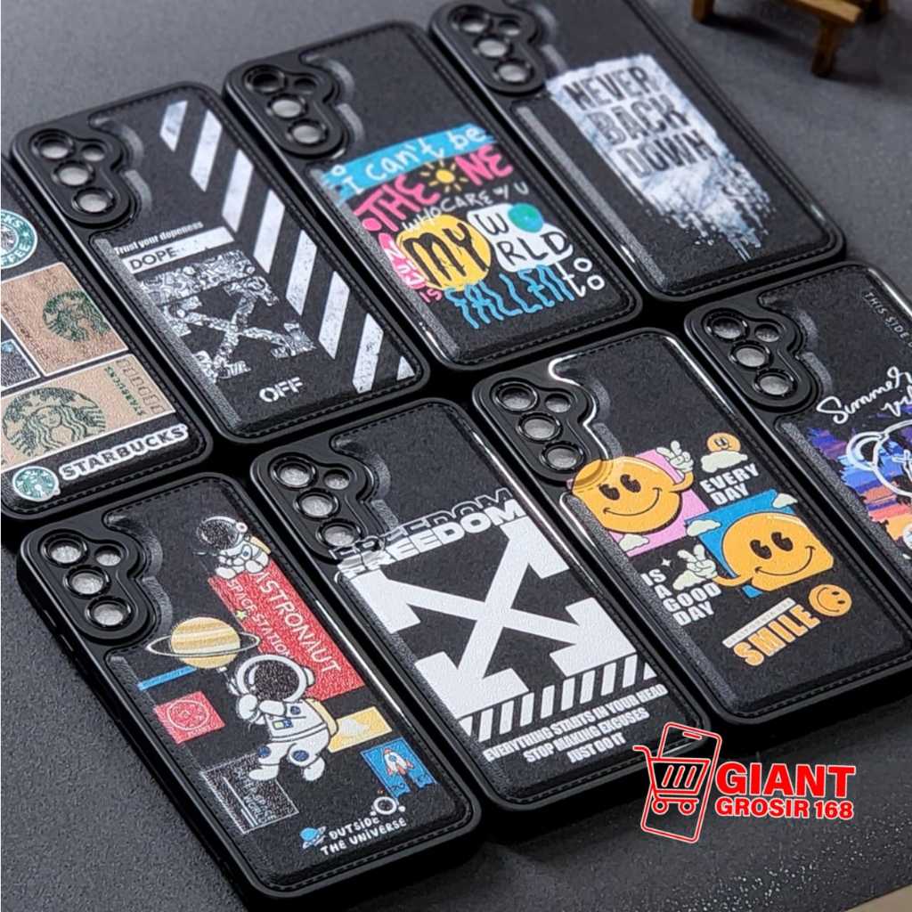 LET-01 Oppo Reno 8 5G Oppo Reno 8T 4G Oppo Reno 8T 5G Case Leather Black / Case Leather Gambar Motif